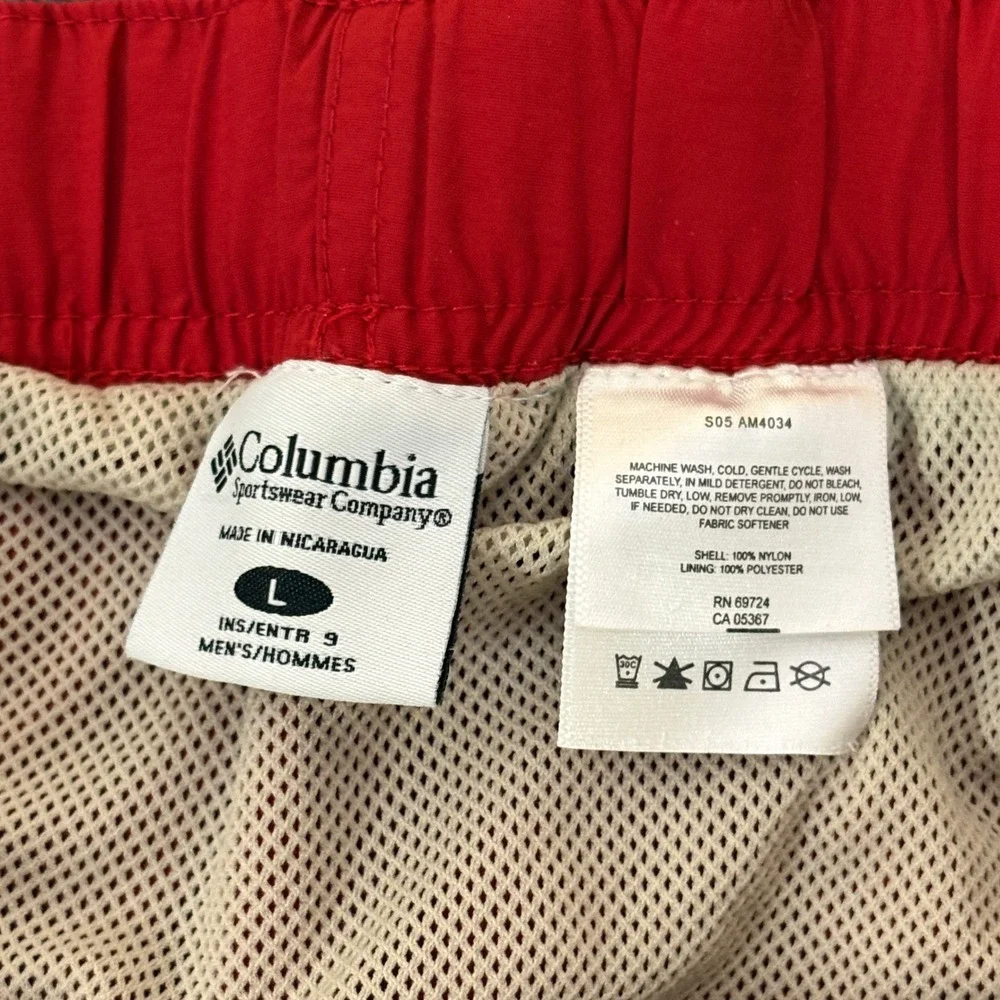 Columbia Mens Red Nylon Cargo Hiking Shorts Built-in Belt Packable AM4034 Large